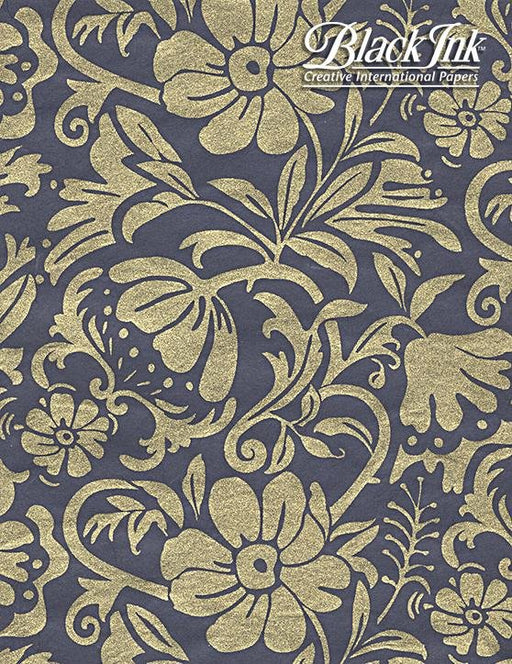 Moonflowers- Gold/Midnight Blue Decorative Paper by Black Ink | Black Ink