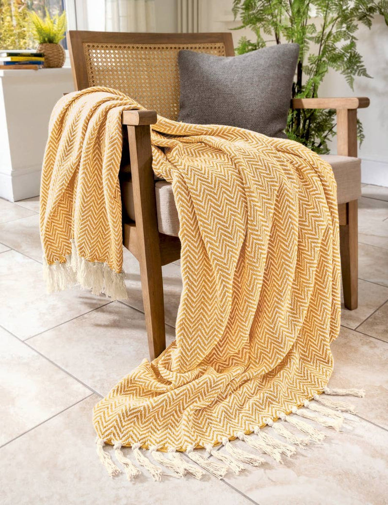 Audley Cotton Chevron Herringbone Throw - Art Department LLC