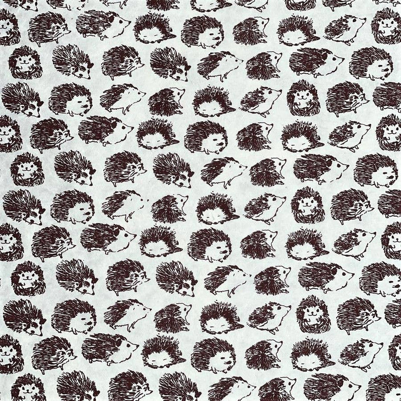 Hedgehogs, Brown on Cream Decorative Paper - Art Department LLC