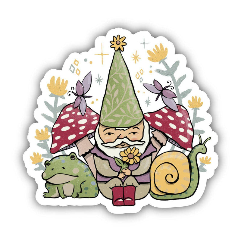 Green Elf and Frogs Fairytale Sticker - Art Department LLC