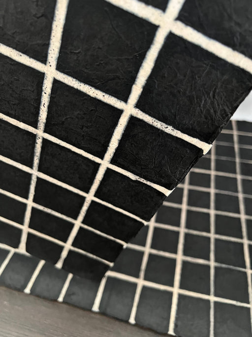 Batik Handpainted Paper Black Grid