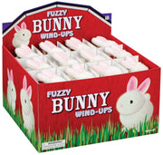 White Fuzzy Bunny Wind Ups, Hopping Action - Art Department LLC