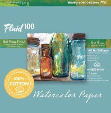 Fluid 100 Hot Press Watercolor Paper Easy - Block 15 Sheets - Art Department LLC