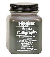 Higgins Sepia Calligraphy Ink - 2.5 oz - Art Department LLC