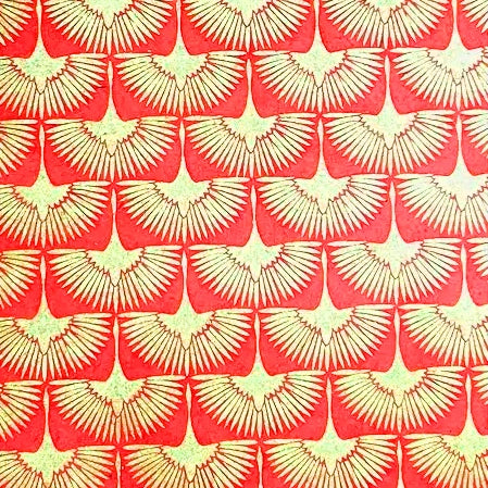 Gold Cranes on Red Background Decorative Paper