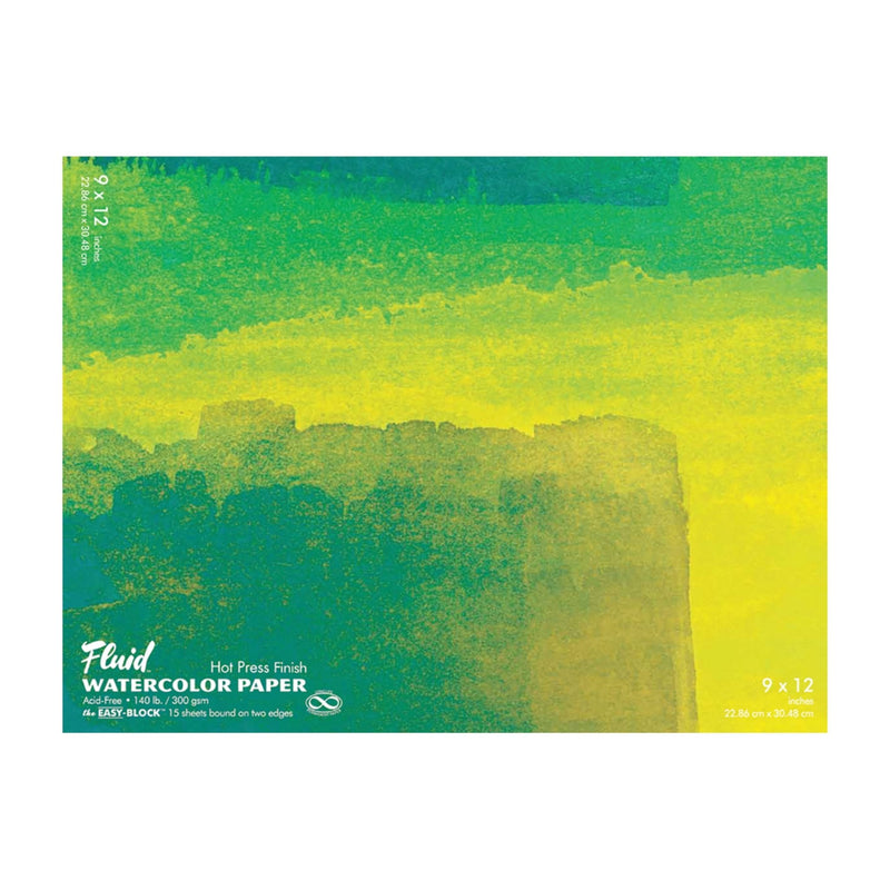 Fluid Watercolor Hot Press Paper Acid - Free Easy Block 140lb/300gsm - Art Department LLC
