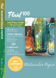 Fluid 100 Hot Press Watercolor Paper Easy - Block 15 Sheets - Art Department LLC