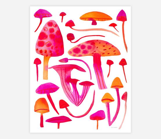 One Lane Road Mushrooms Archival Art Print 11x14" - Art Department LLC