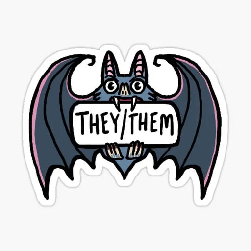 they/them pronoun sticker - bat | pagalini