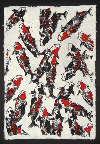 Black Ink Handmade Screenprinted Decorative Paper - Art Department LLC