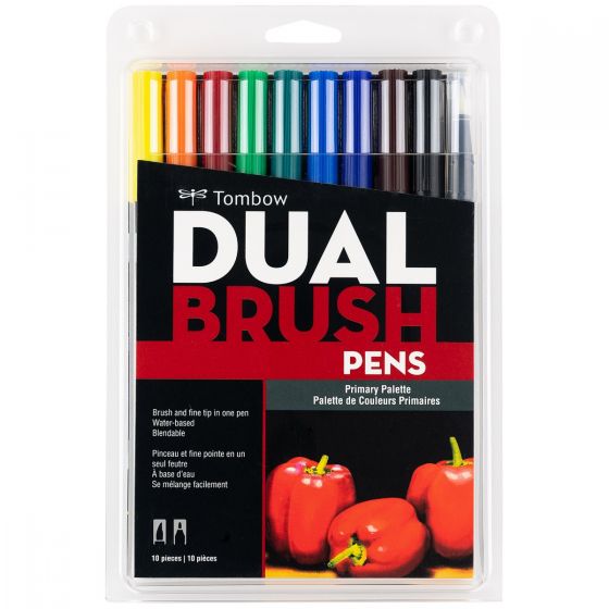  Tombow Dual Water Based Markers, Twin Tip, Primary