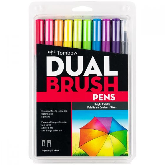 Tombow 56140D Dual Brush Marker Pens-Display 300 Count, With 48 colors;  Blendable colors in a flexible brush and fine tip pen; Water-based dye ink;  Acid-free; Dimensions 14.63 W x 16 H x